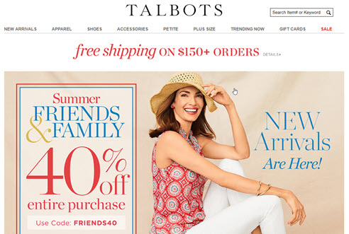 Talbots 40% Off Friends and Family
