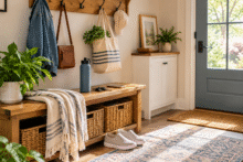 Everyday essentials organized in a home entryway, making daily routines simpler.